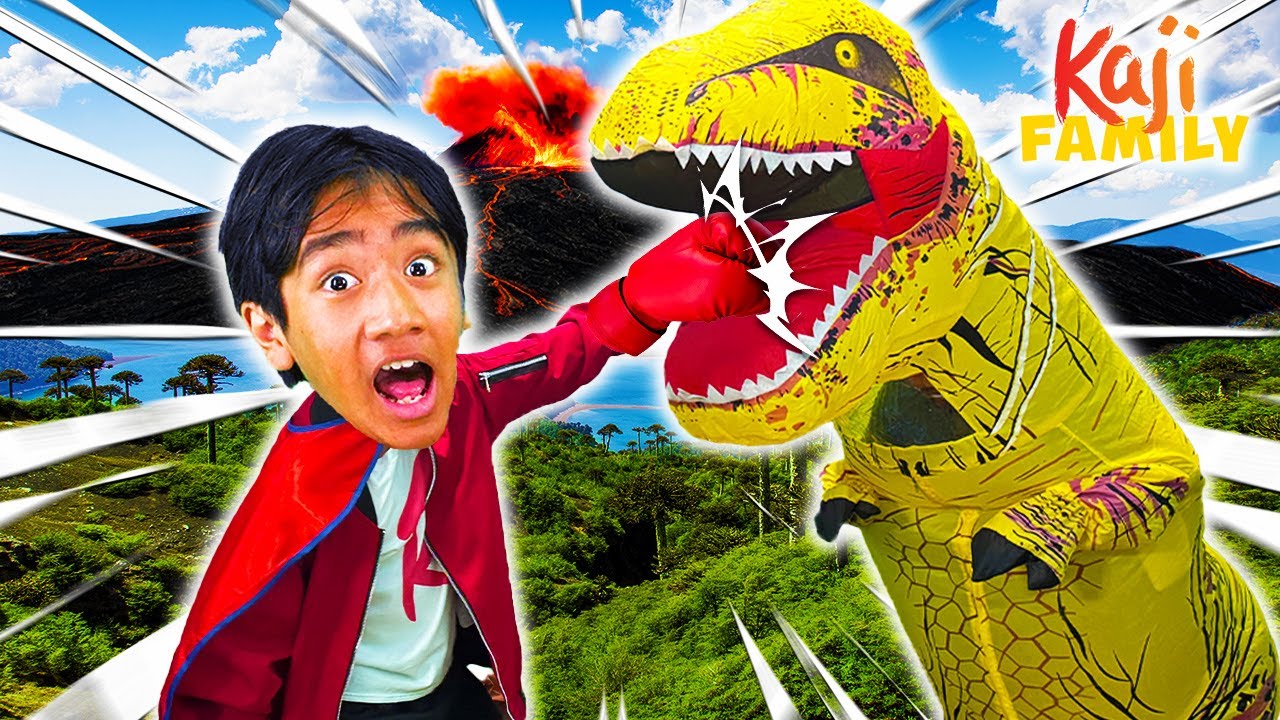 Superhero Titan Family VS Dinosaurs!