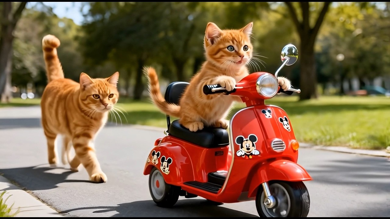 🐱💖 Mama Cat Surprises Her Kitten with a Tiny Scooter – A Gift Full of Love