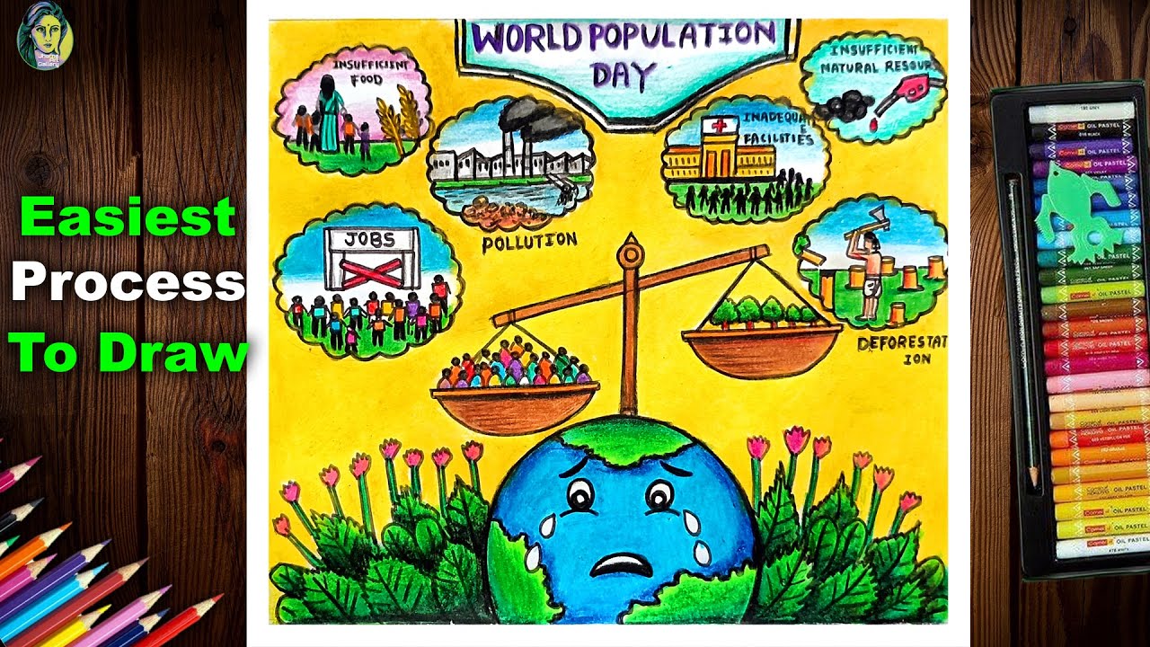 World Population Day Drawing Easy | How To Draw World Population Day Poster | Population Day Poster