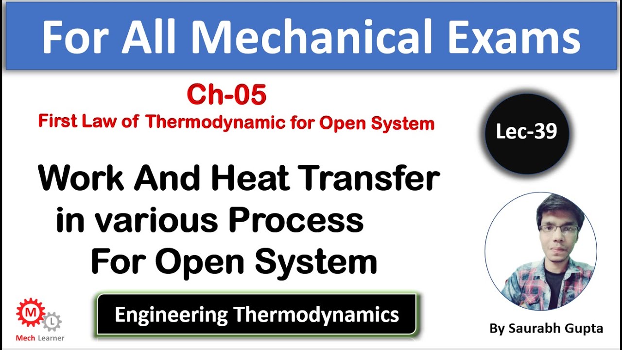 Work and Heat Transfer in Various Process For Open System || Engineering Thermodynamics-39 ||