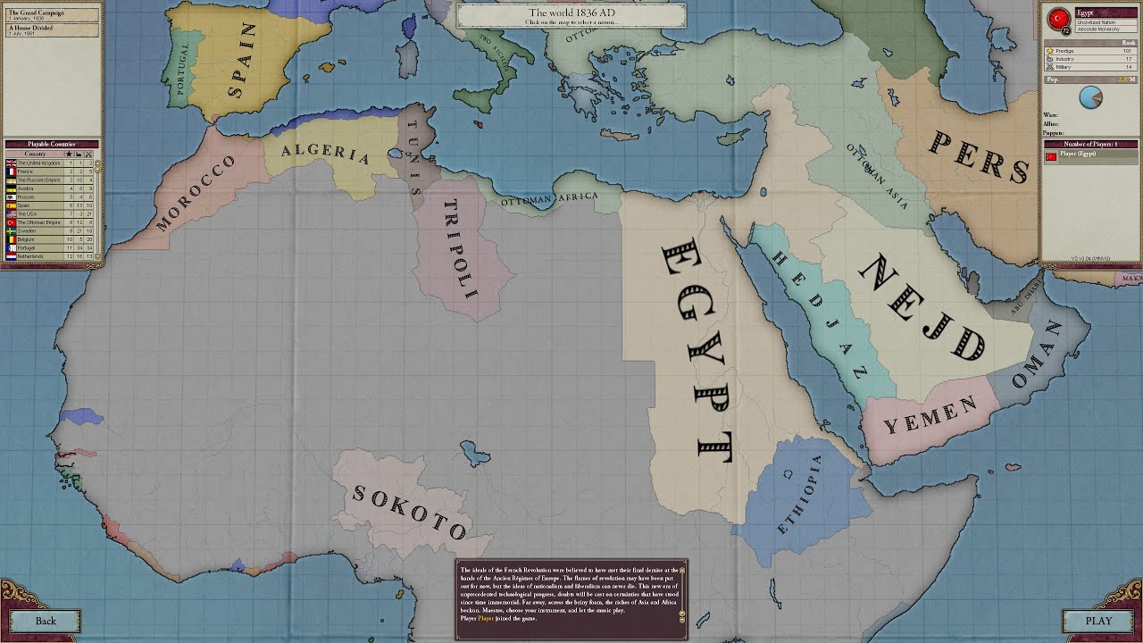 Victoria 2 Egypt توحيد الدول العربية بعد صعود مصر كقوى عظمة