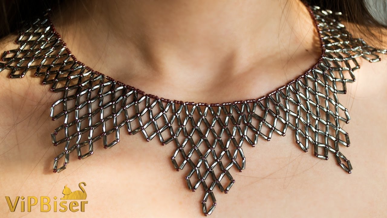 Beaded Necklace with Bugle Beads. 3D Beading Tutorial