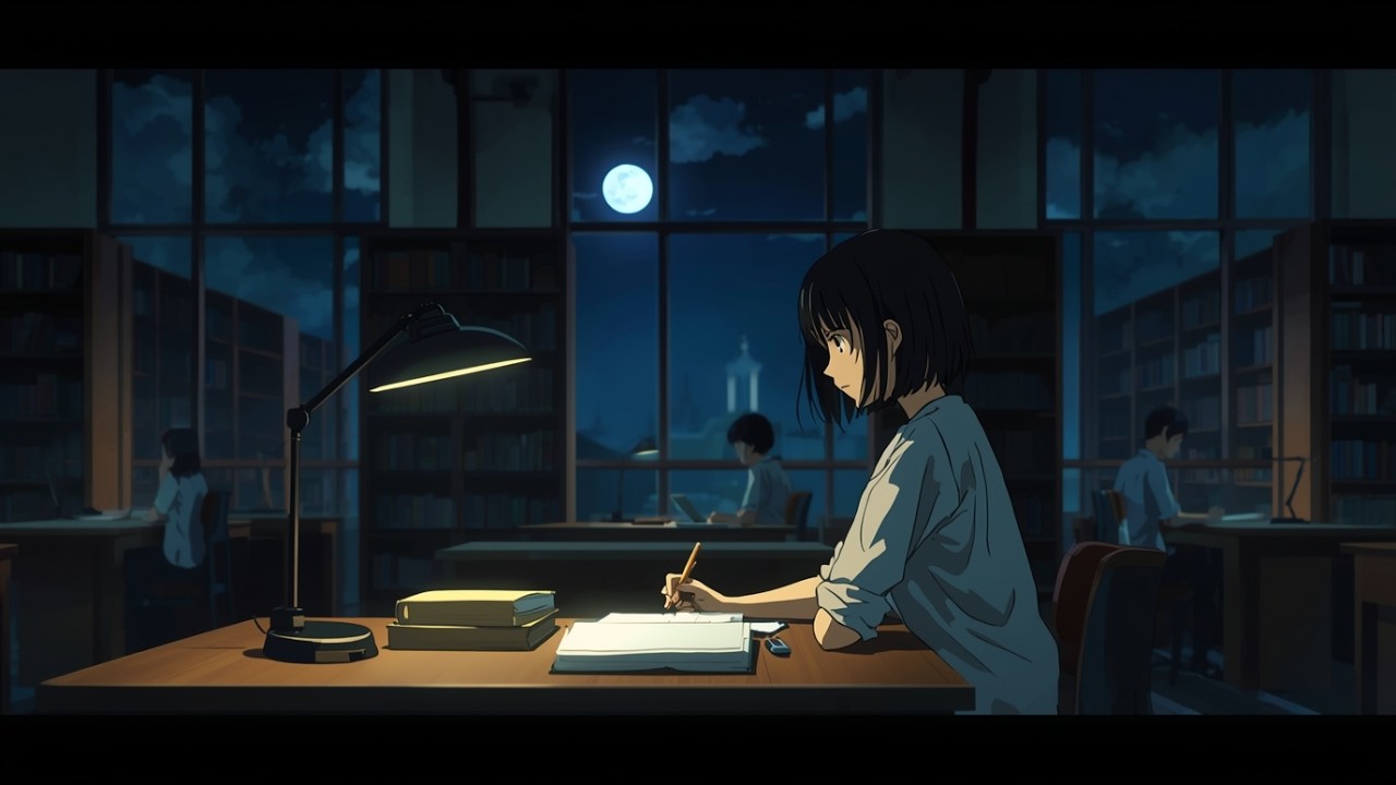 Quiet Library Night 📚 | Cozy Lofi Study Ambience