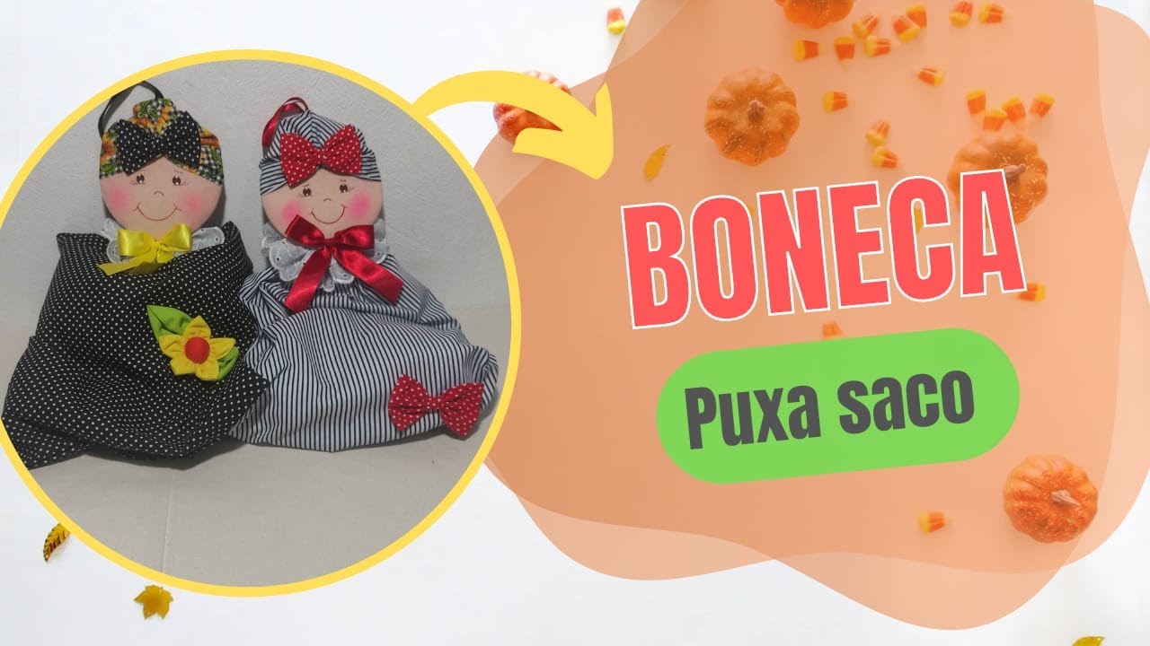 Recicle CD velho e faça vc mesmo puxa saco de tecido com carinha de boneca