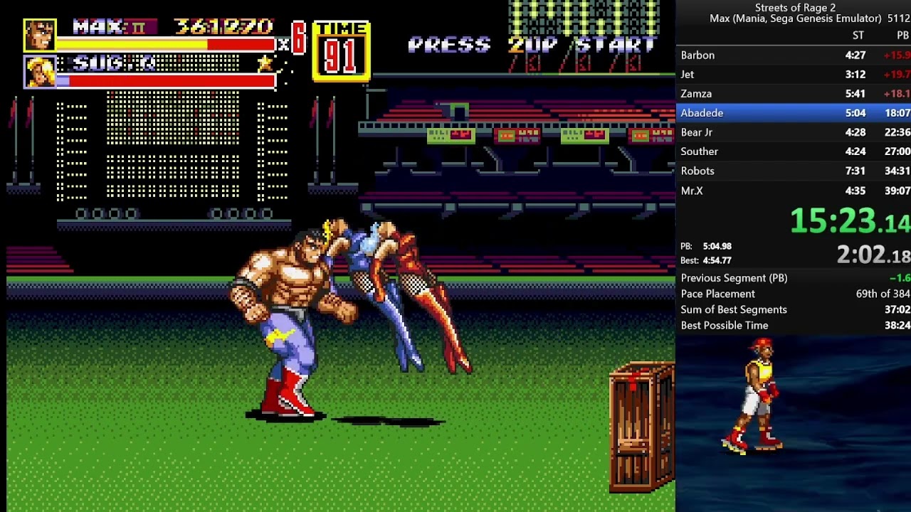 Streets of Rage 2 Max Mania Speedrun Gold Stage 4 4:51
