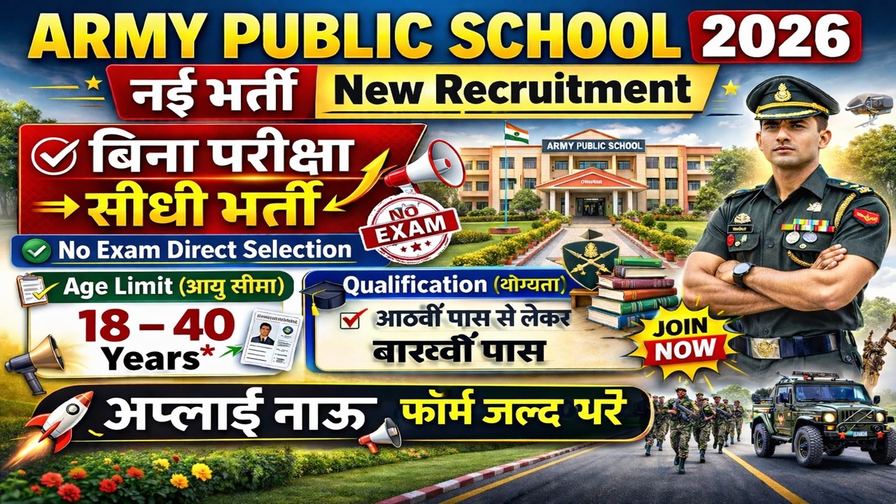 Army Public School Recruitment 2026 || Army Public School Bharti 2026 || Latest Government Jobs 2026