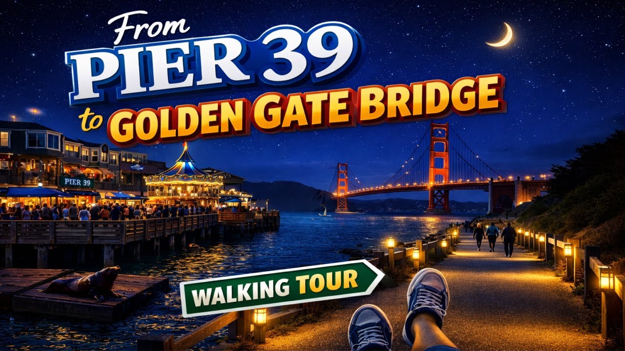 San Francisco Night Walk | from Pier 39 to Golden Gate Bridge viewpoint
