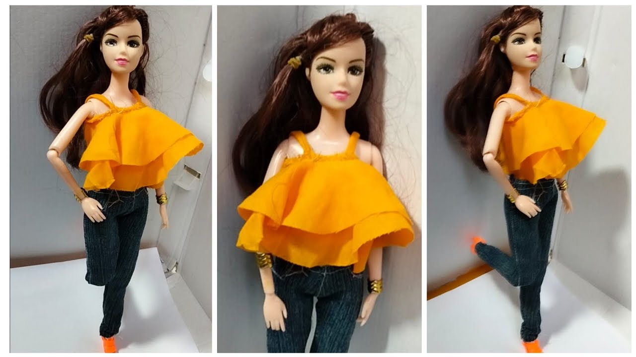 Making Easy Jeans Top For Barbie Doll