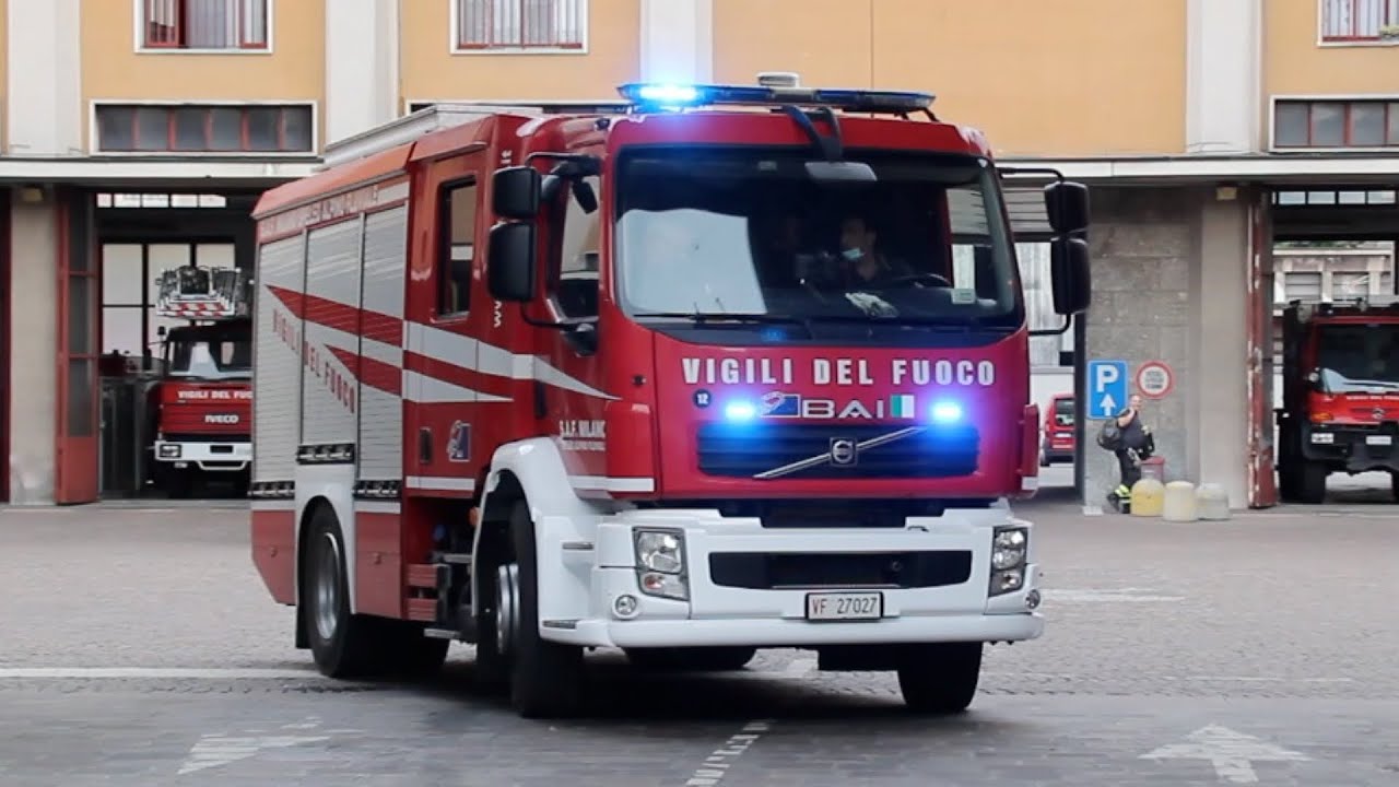 Partenza Vigili Del Fuoco SAF Milano in emergenza // Milan Fire Service High Rise Unit responding