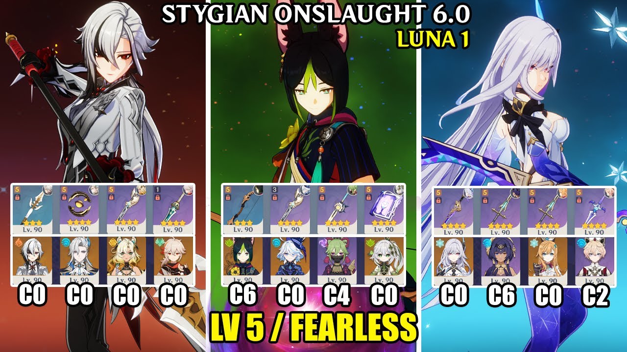 Stygian Onslaught 6.0 - Lv 5 Fearless | C0 Arlecchino C6 Tighnari C0 Skirk | Genshin Impact【原神】