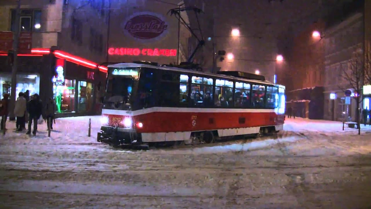 Pražské tramvaje - Sněhová kalamita - úterý 1.12.2010 @ HD 1080p