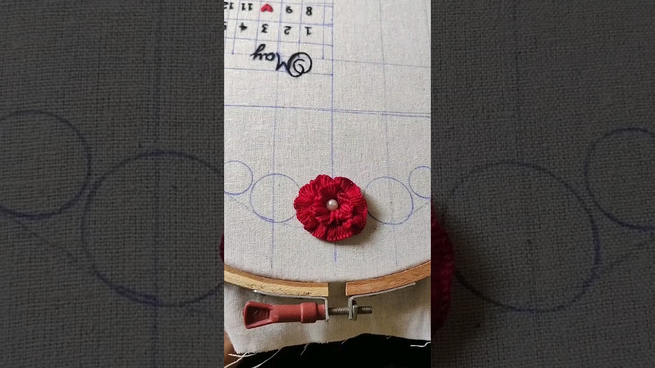 Cast on stitch embroidery rose petal🌸 
