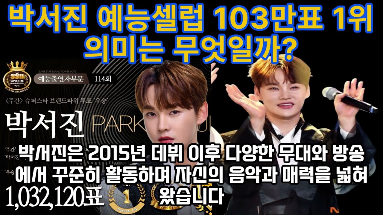박서진 예능셀럽 103만표 1위 의미는 무엇일까