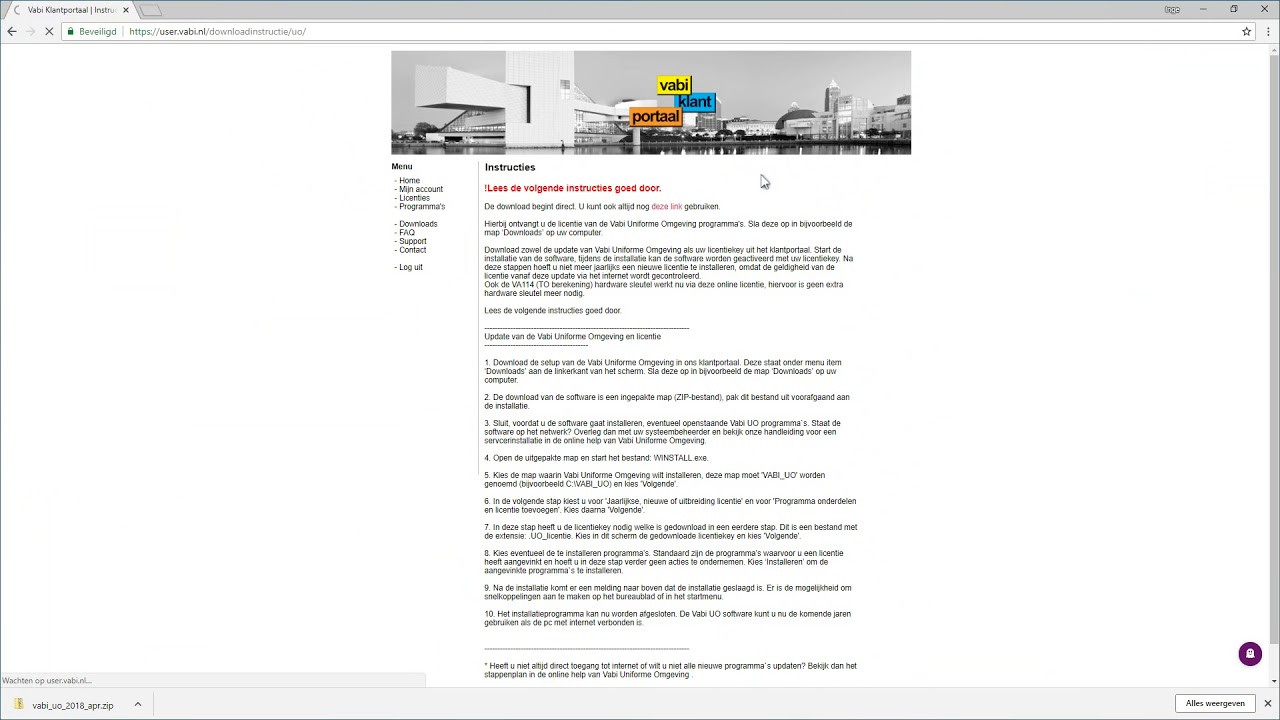 Vabi Uniforme Omgeving - Installeren en activeren