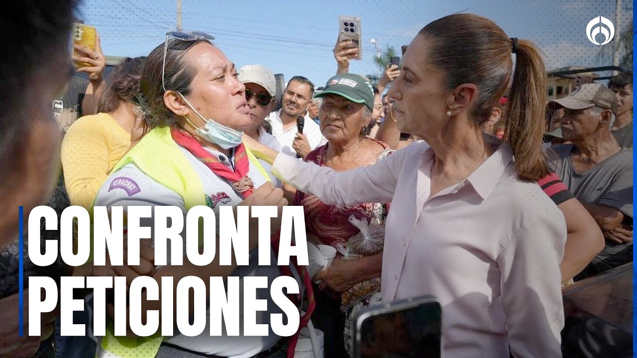 Sheinbaum recorre Veracruz… pero ciudadanos protestan entre lodo y basura