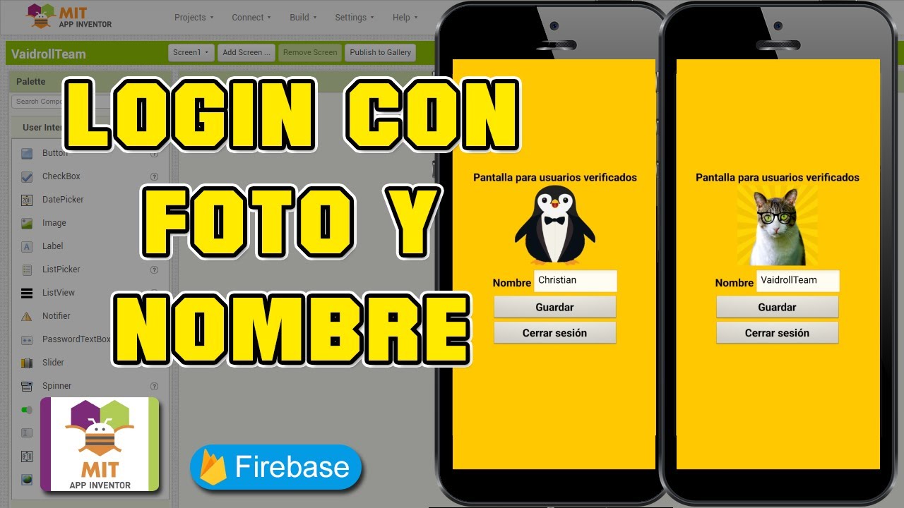 LOGIN CON NOMBRE Y FOTO DE PERFIL CON FIREBASE AUTHENTICATION EN MIT APP INVENTOR 2