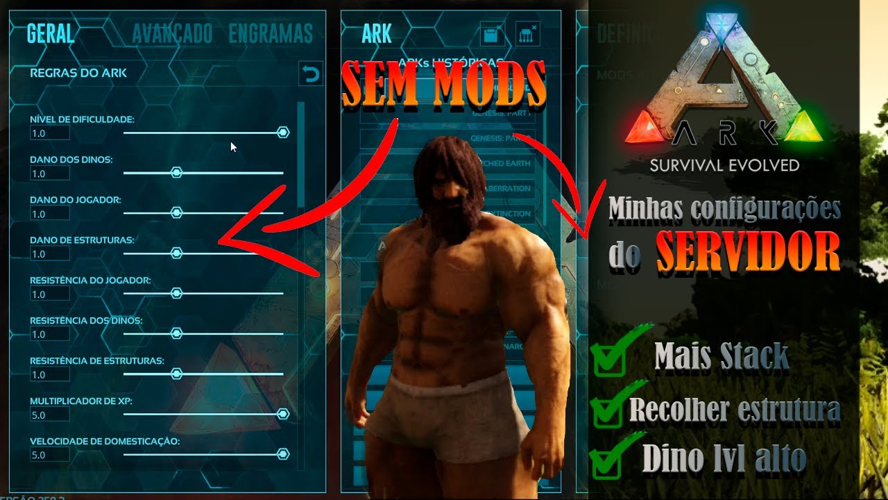 COMO CONFIGURAR SERVIDOR DO ARK (2023) | Stack, Recolher Estruturas, Eventos - ARK Survival Evovled