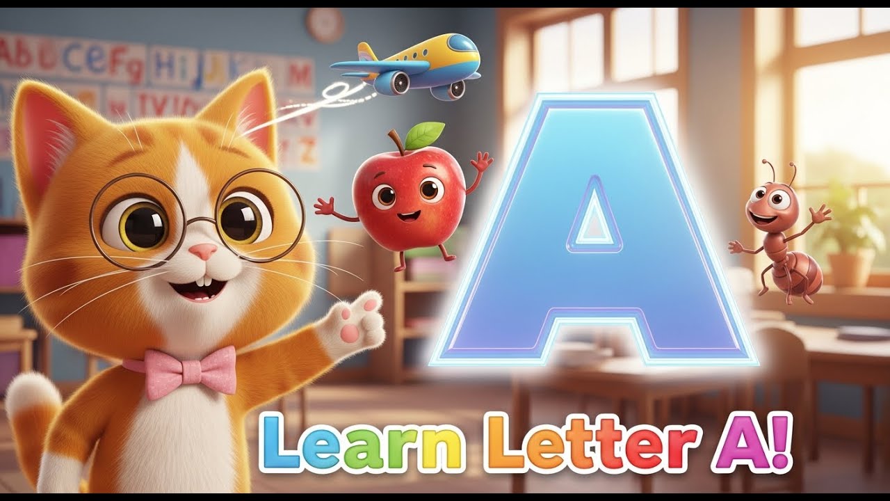 Letter A Learning for Kids | Alphabet A Words | Apple, Ant, Airplane & More!
