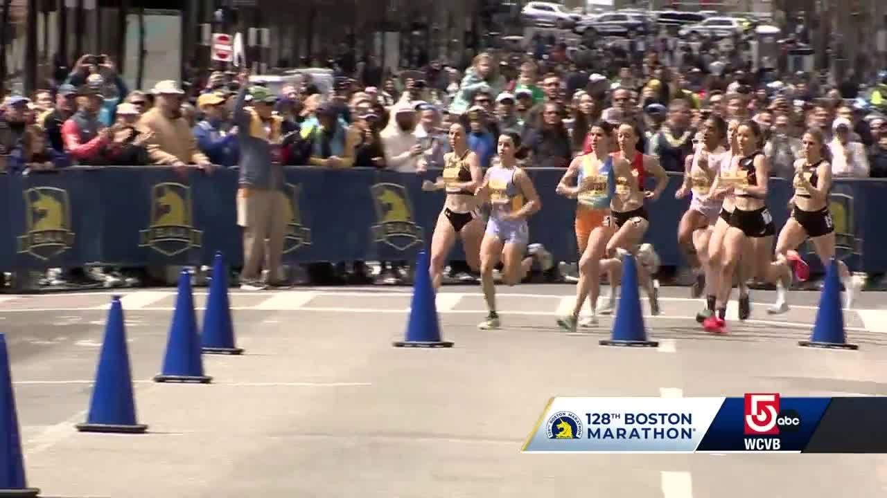 Crowds pack Boston Marathon finish line for first races of weekend
