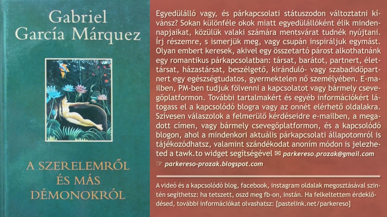 Gabriel Garc&iacute;a M&aacute;rquez - A szerelemről &eacute;s m&aacute;s d&eacute;monokr&oacute;l (hangosk&ouml;nyv)
