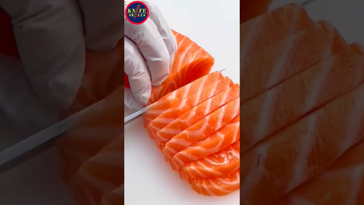 Knife Skills - Professional video fish cutting skills sashimi and sushi food 