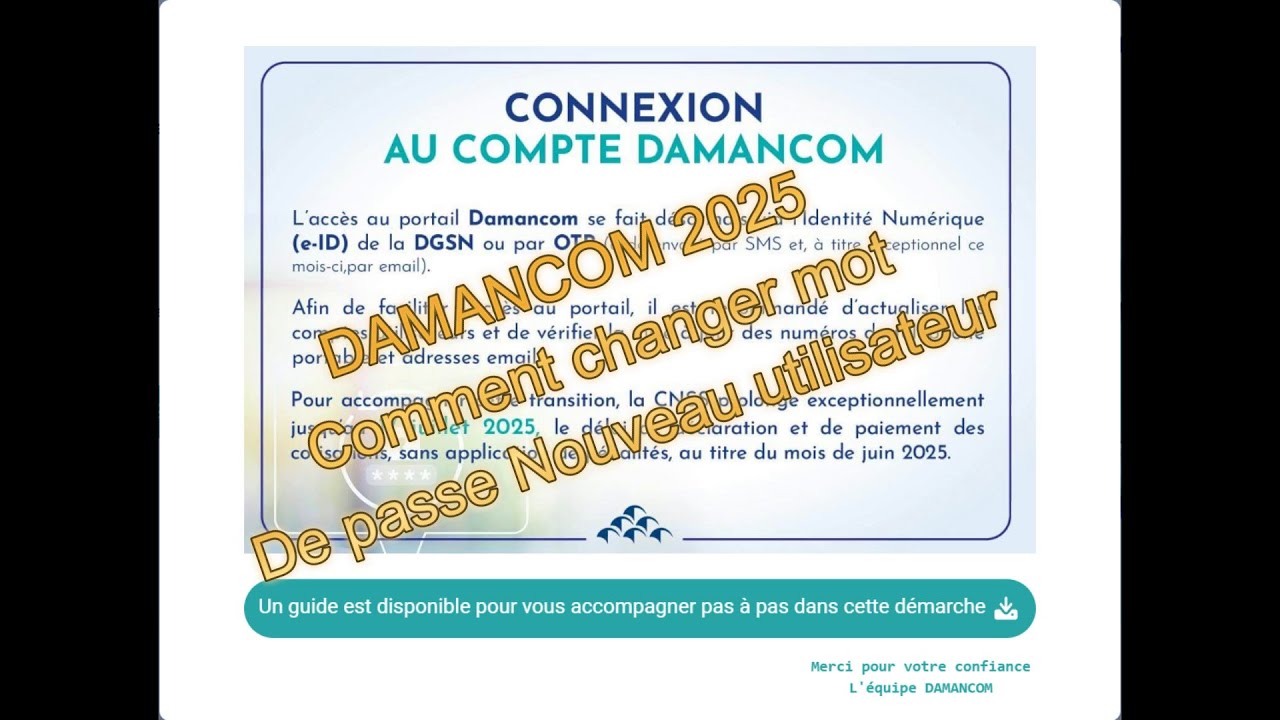 Damancom 2025.Comment changer mot de pass Nouveau Utilisateur