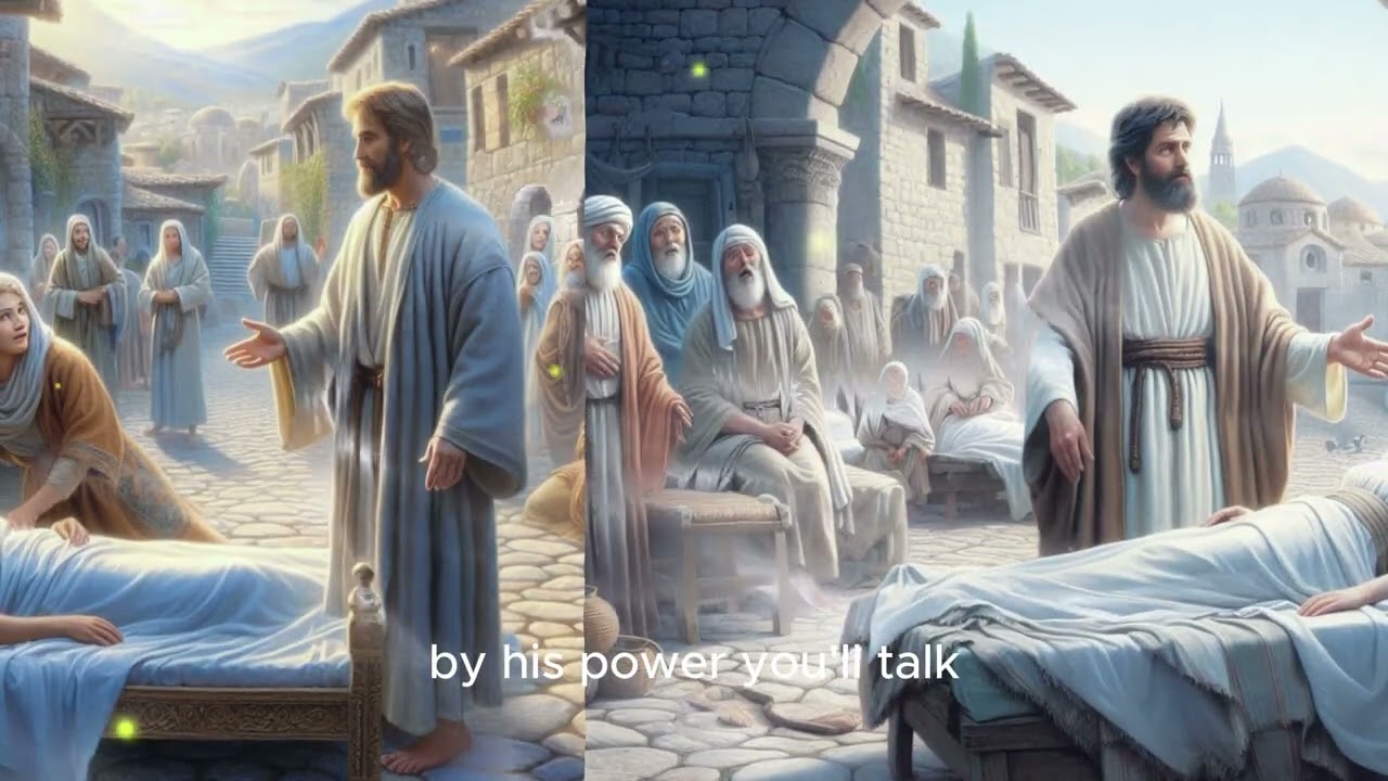 Music with Lyrics about the Bible story of Peter heals Aeneas and raises Tabitha #greatday4every1