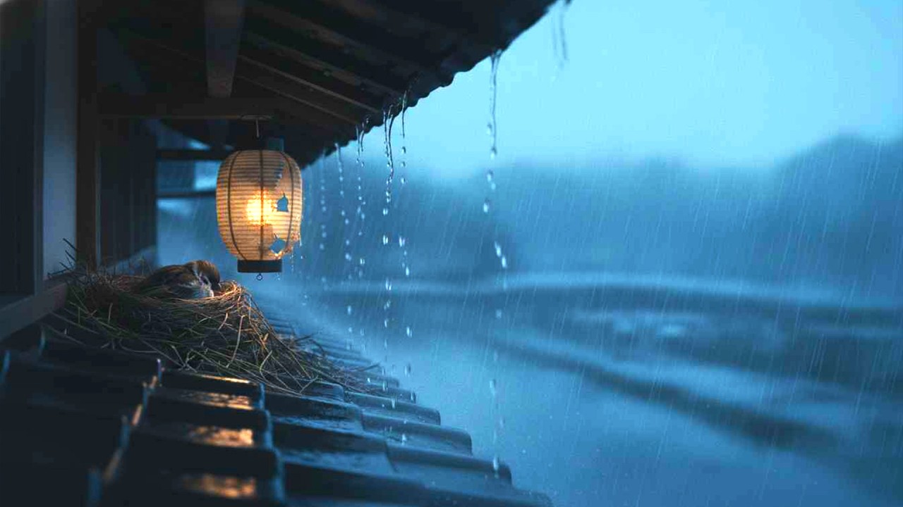 Lantern Rain Ambience Lofi Japanese 🏮 Sleeping, Dreaming, Night