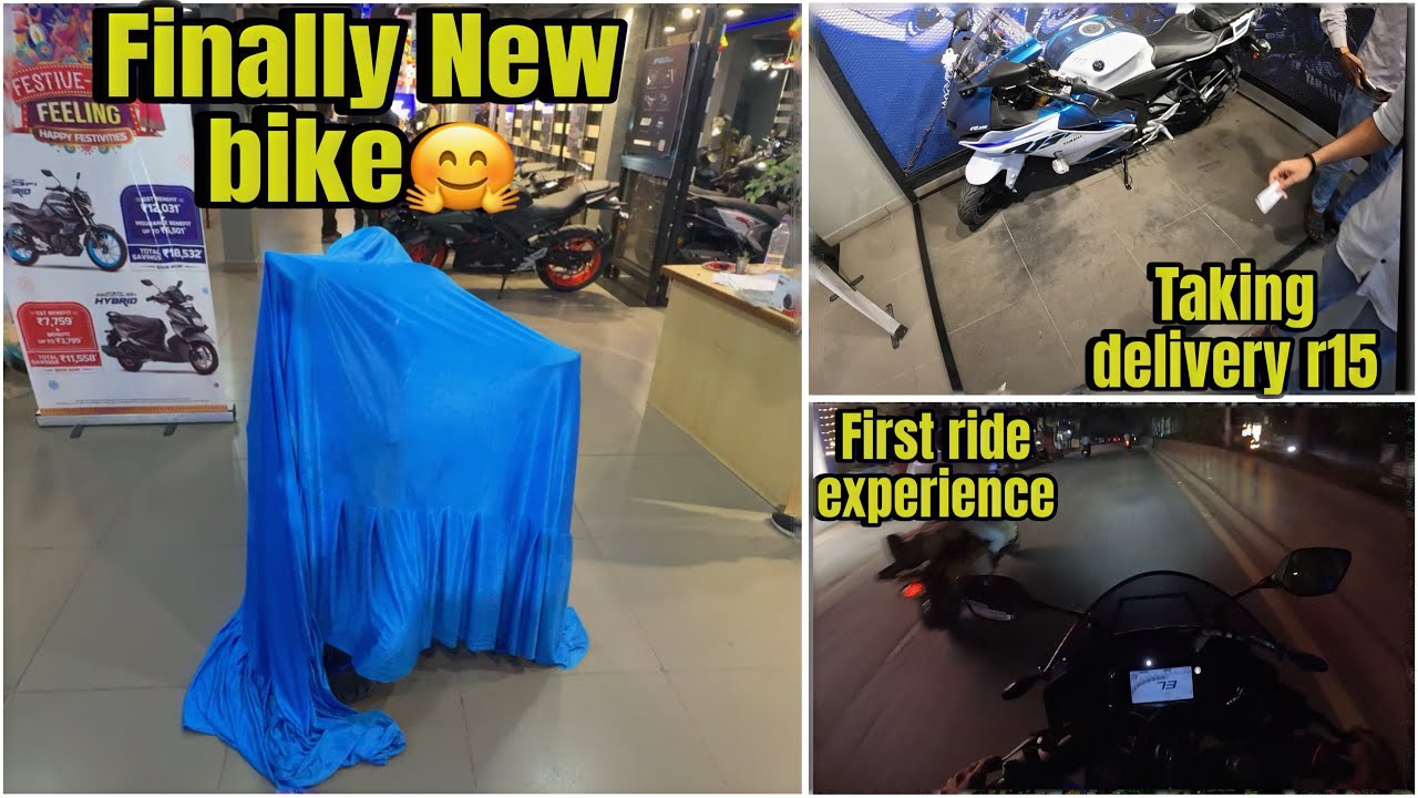 Finally Got A New Bike 🤗|| Taking delivery for R15 v4|| racing blue colour ❤️|| Crazy Machine ||