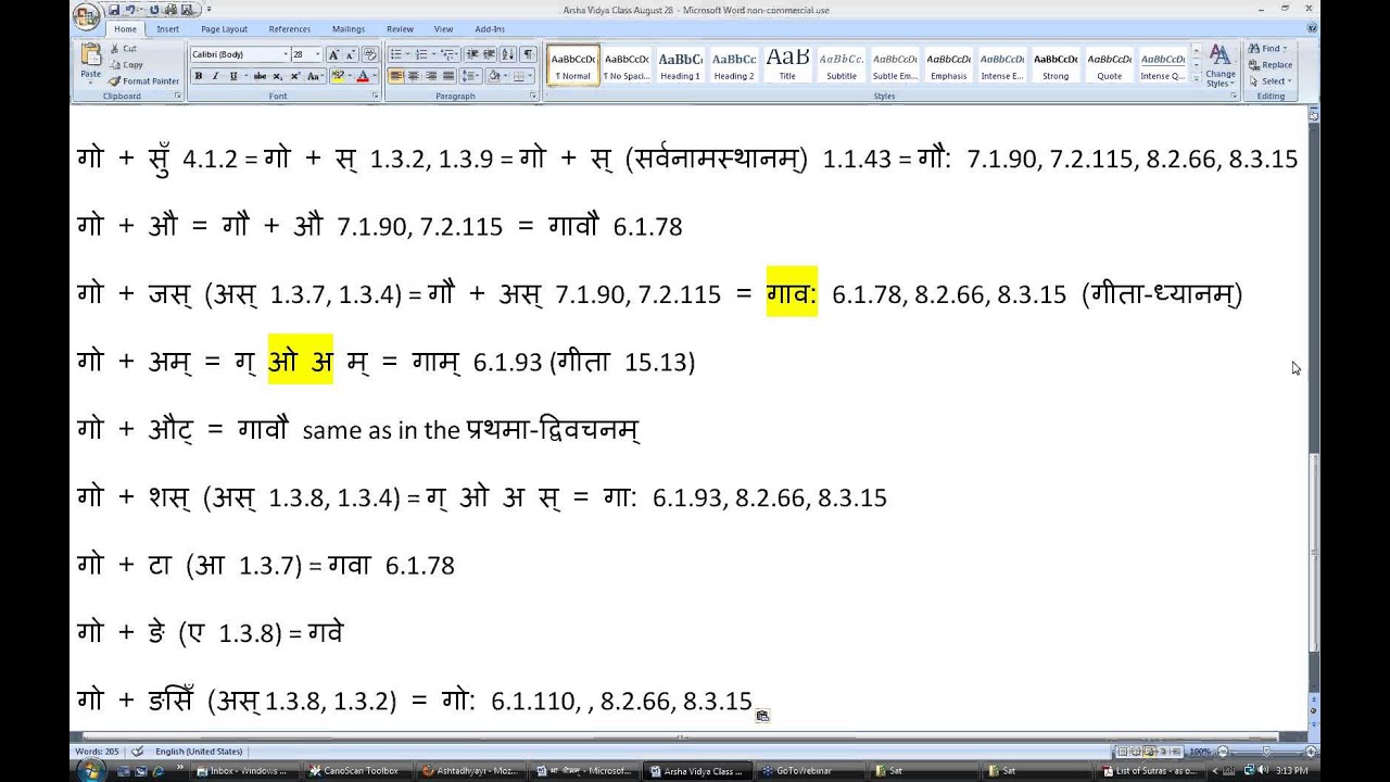 Vyakaranam Class #15