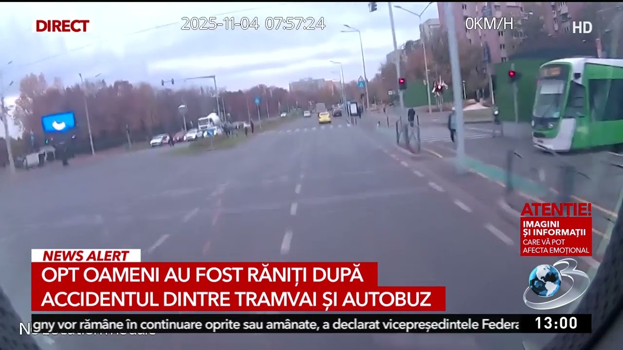 Momentul accidentului din Drumul Taberei: Tramvaiul 41 e lovit de autobuz