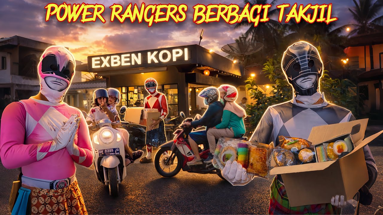 BAGI-BAGI TAKJIL PAKAI KOSTUM POWER RANGERS LUDES DALAM SEKEJAP
