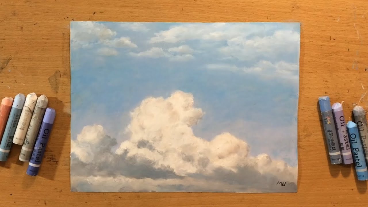 Drawing Clouds in Oil Pastel