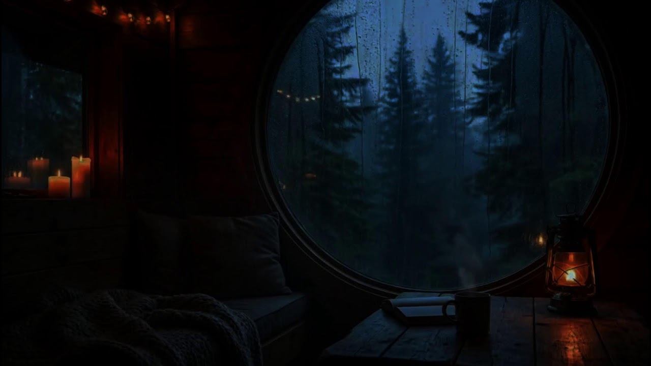 Hidden Cabin During a Rainstorm 🔥 Window Rain Sounds for Sleep, Focus & Insomnia Relief