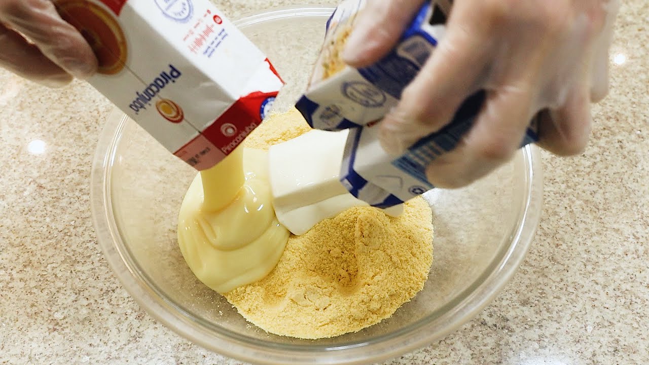 MISTUREI LEITE CONDENSADO E CREME DE LEITE NO FUBÁ E FIZ ESSA DELÍCIA EM 2 MINUTOS!-Isamara Amâncio