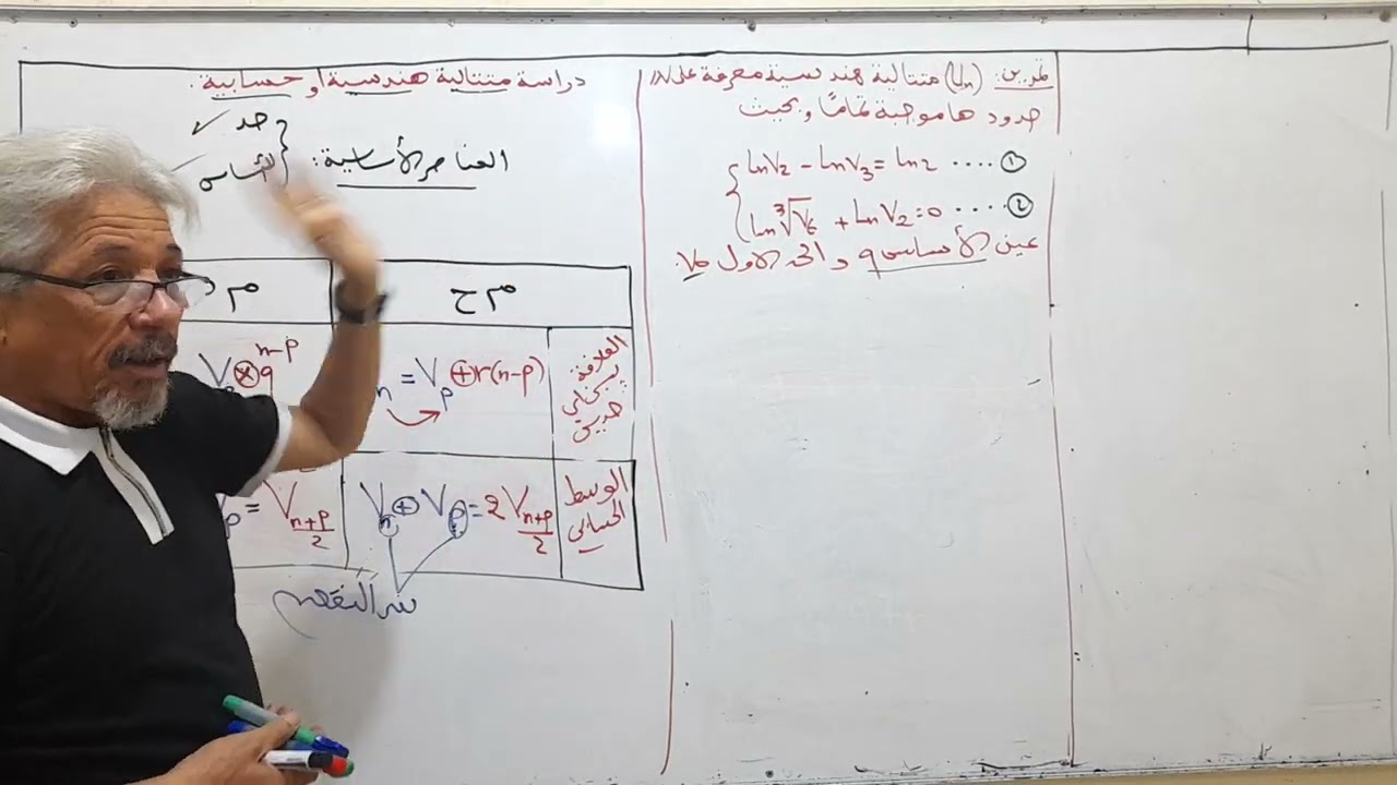 مفتاح معالجة اي تمرين يتعلق بمتتالية هندسية او حسابية