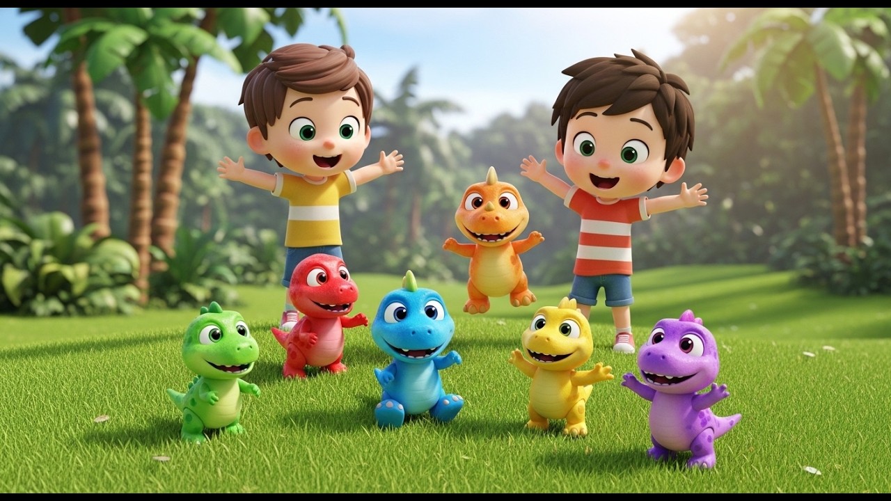 Six Little Toy Dinosaurs Roar Roar Roar | Prehistoric Animal Song for Kids