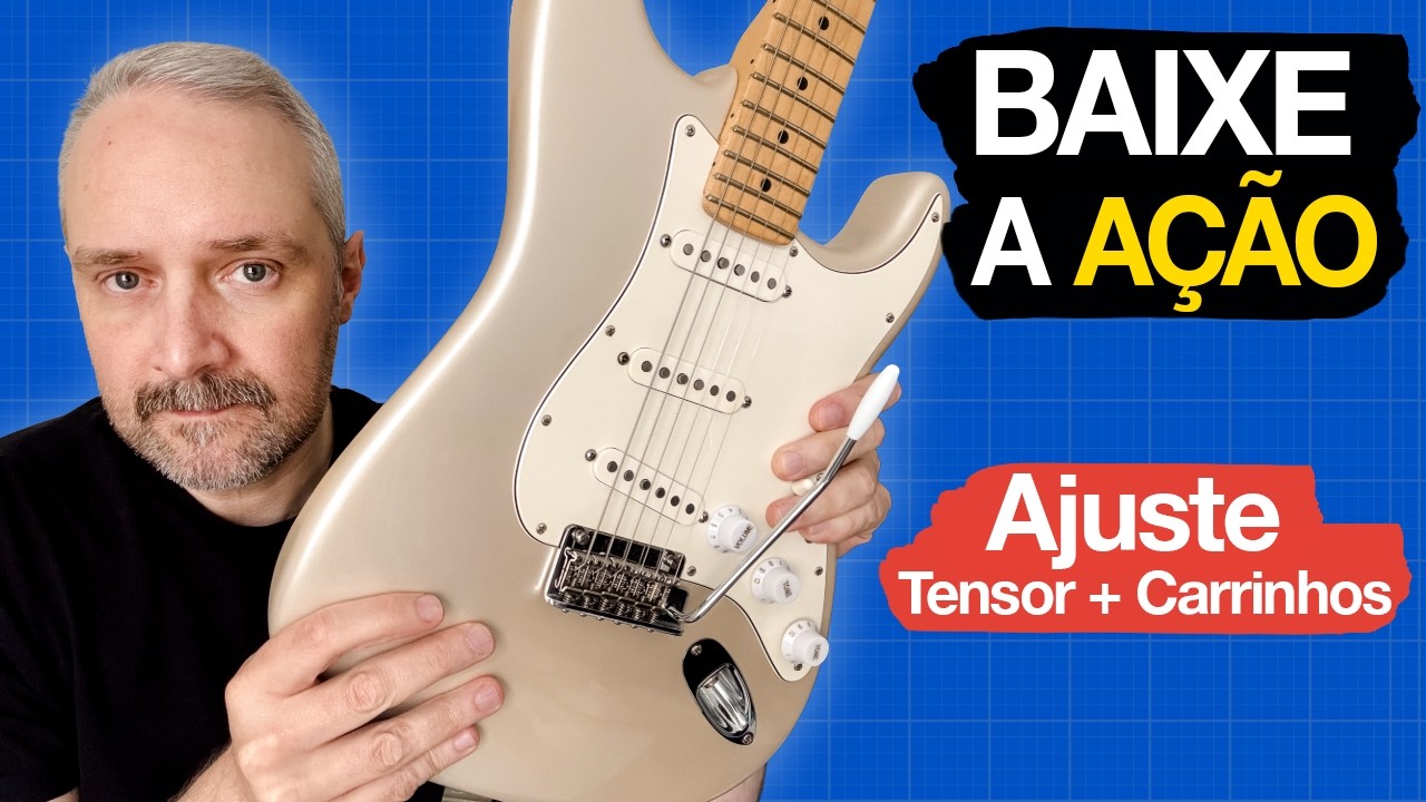 Guitar action adjustment using a ruler (truss rod + saddles)
