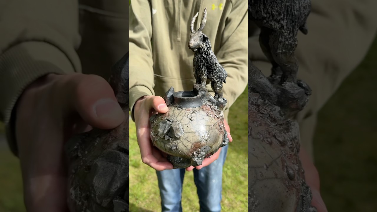 High school student Raku fires a ceramic sculpture #pottery #ceramic #clay #raku #sculpture #artist