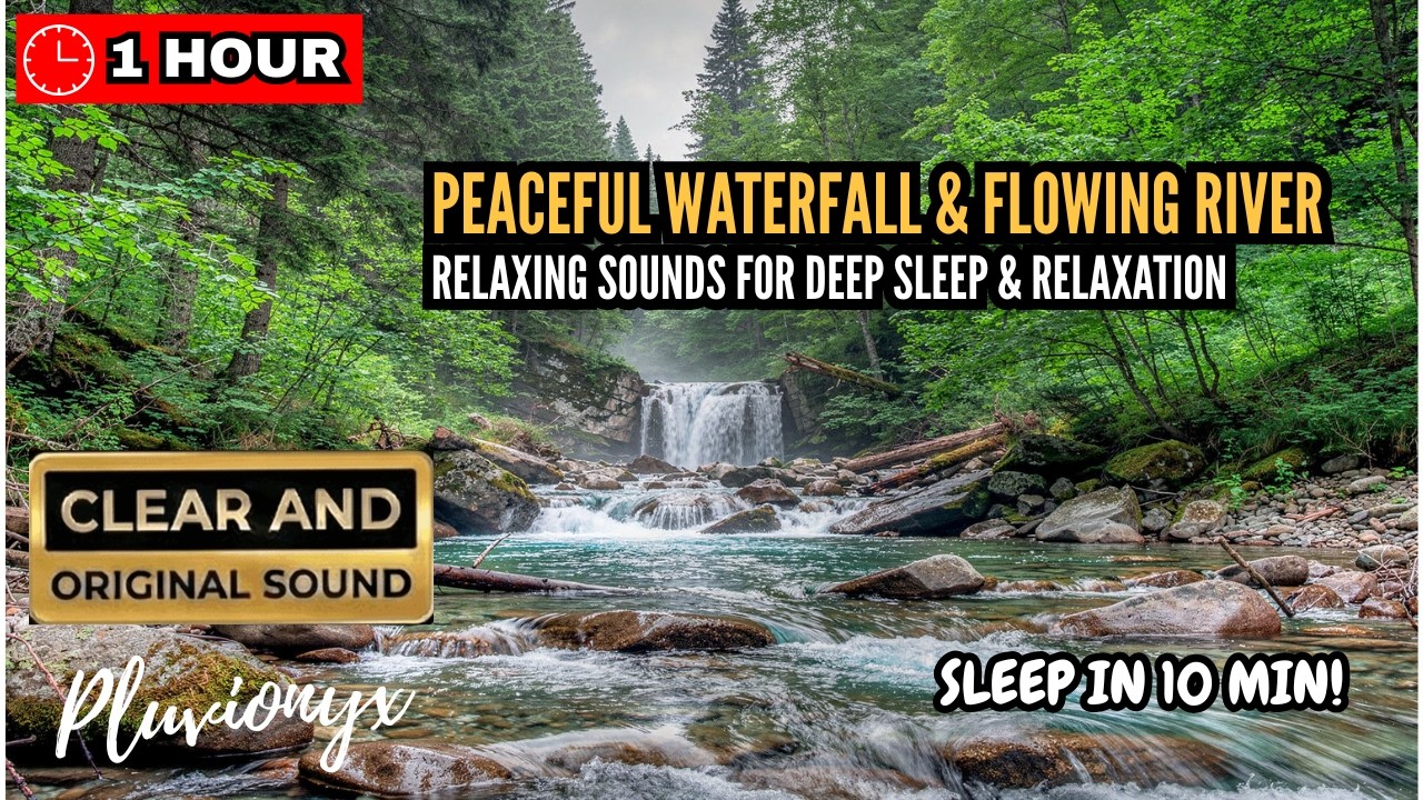 Peaceful Waterfall & Flowing River Sounds for Deep Sleep & Relaxation