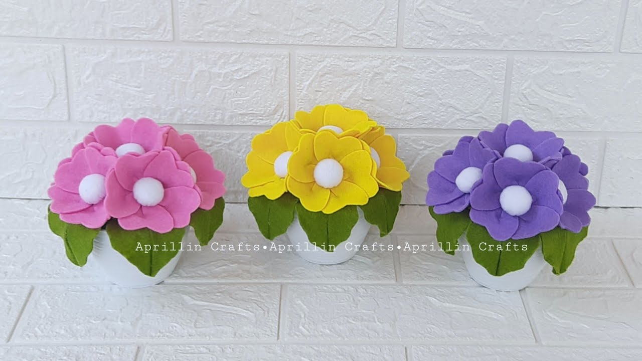 Diy bunga hias dari kain flanel warna-warna cantik soft pastel