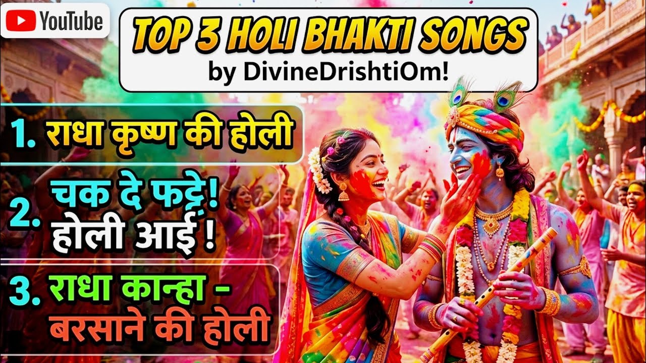 TOP 3 Radha Krishna Holi Songs 2026 🌈 | Barsane Ki Holi | Vrindavan Special | DivineDrishtiOm 