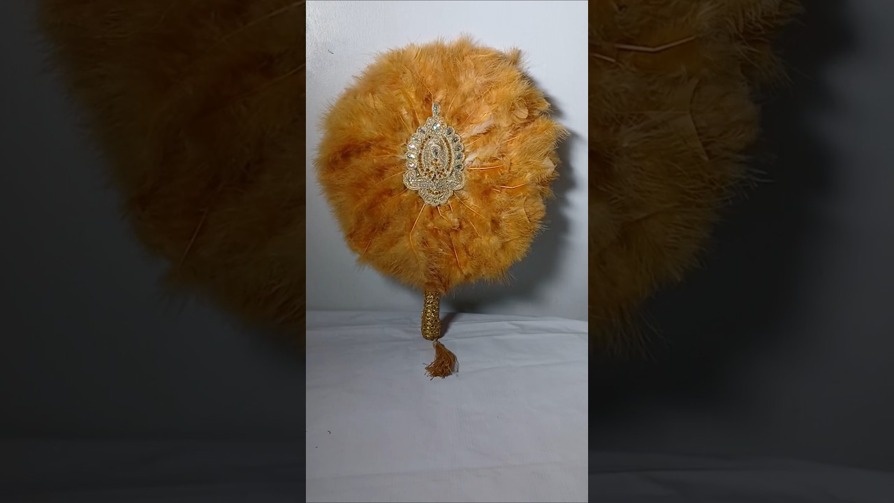 BRIDAL FAN FOR IYAWO/GOLD FEATHER FAN 