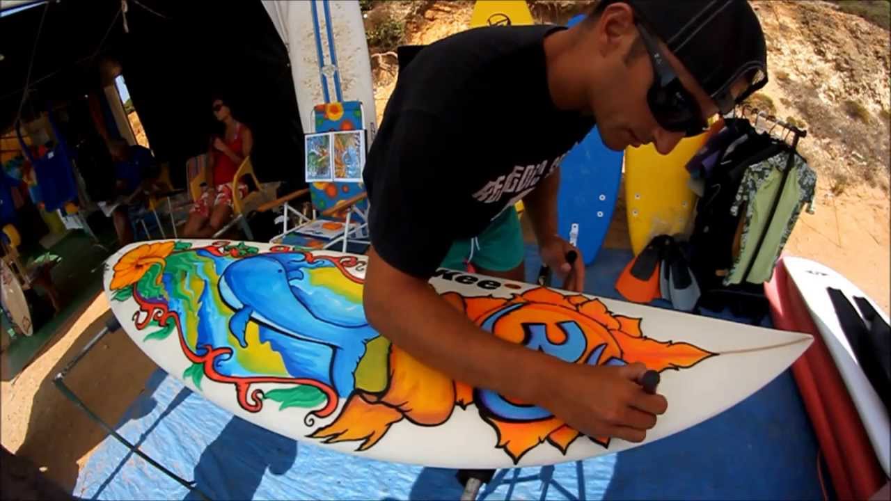 Nuno's Draw Surfboard painting Demo with Posca @ Baleia Surfshop feat. JOBSITE & Jordans Bros
