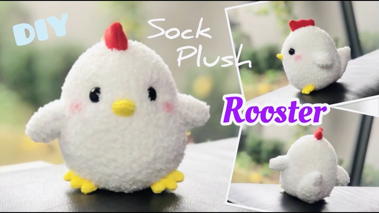 DIY Kawaii Rooster Sock Plush! Sew a DIY toy softies using socks! EASY FUN craft tutorial