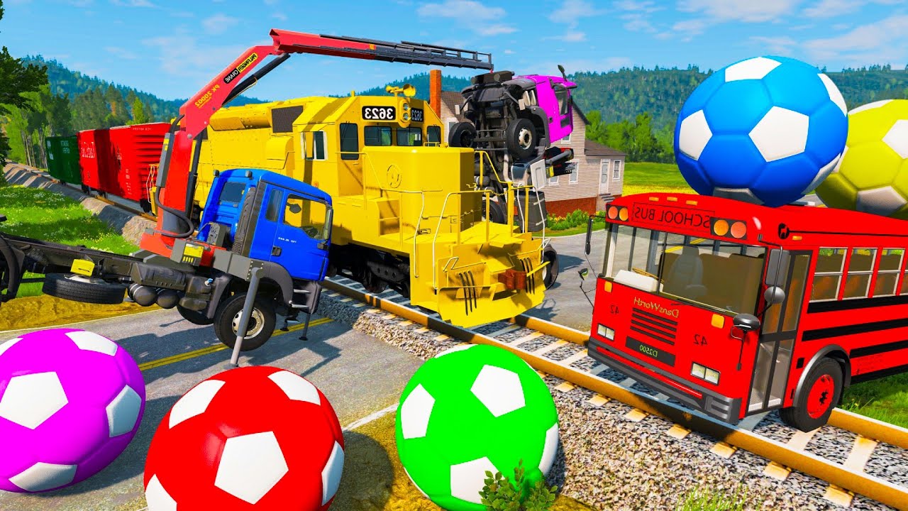 Double Flatbed Trailer Truck rescue Bus - Truck transporting Cars -  BeamNG Drive