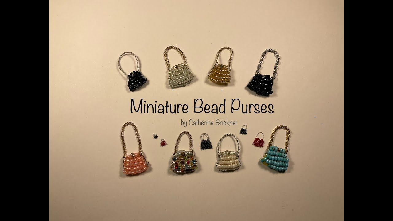 Miniature easy DIY vintage bead evening purse project using craft beads, wire, floss & jewelry chain