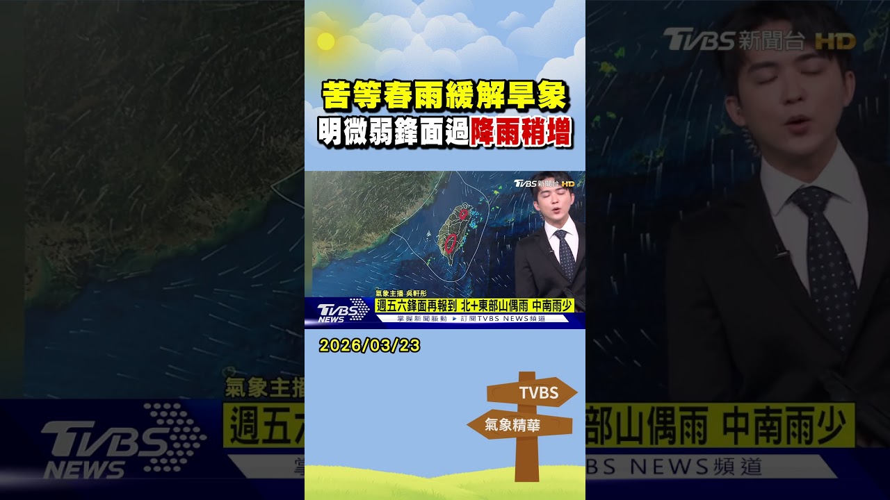 天氣/苦等春雨緩解旱象 明微弱鋒面過降雨稍增｜氣象主播 吳軒彤｜午間氣象｜TVBS新聞20260301 @TVBSNEWS01