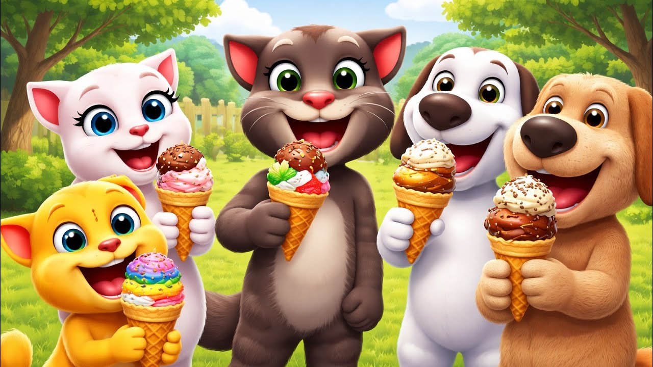 my talking tom 2 Angela friend's eating icecream
