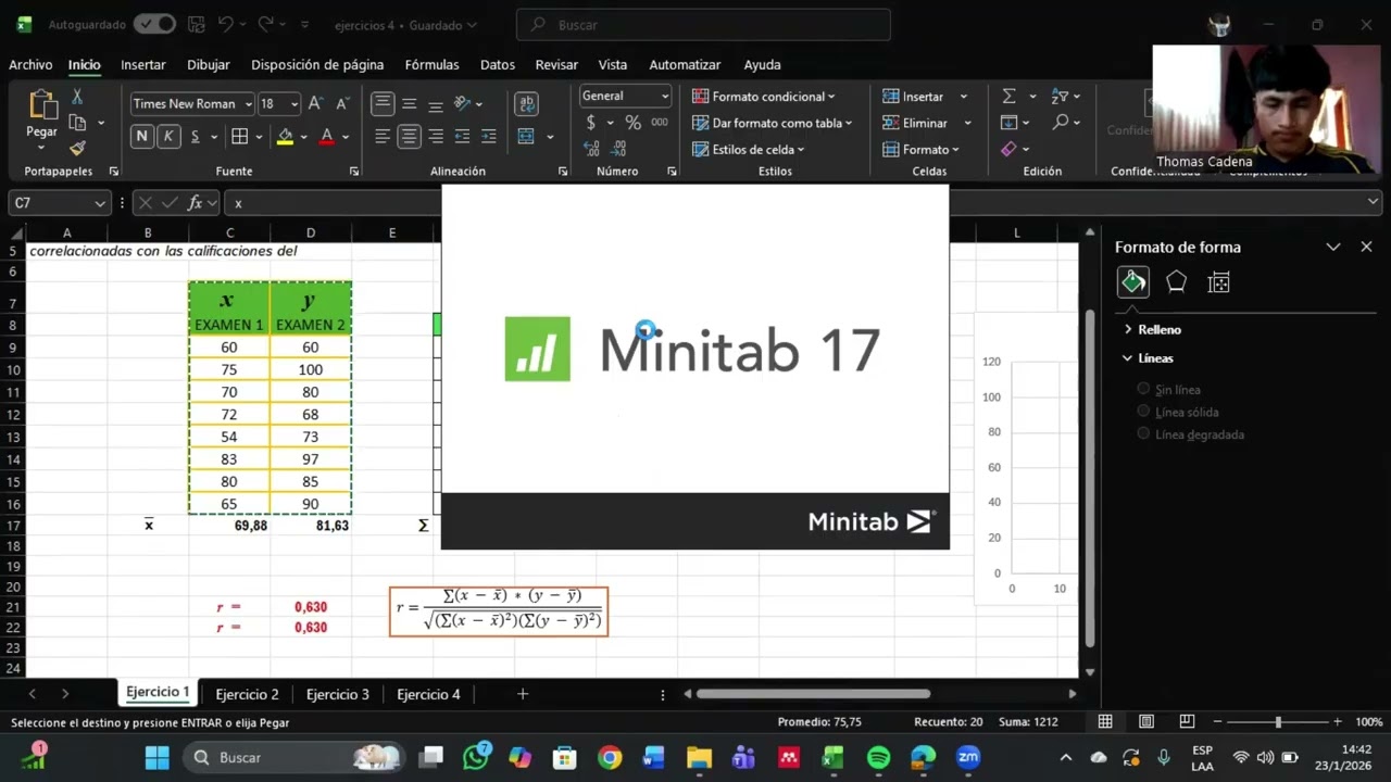 CORRELACION DE PEARSON CON SUS GRAFICAS EN EXCEL Y MINITAB